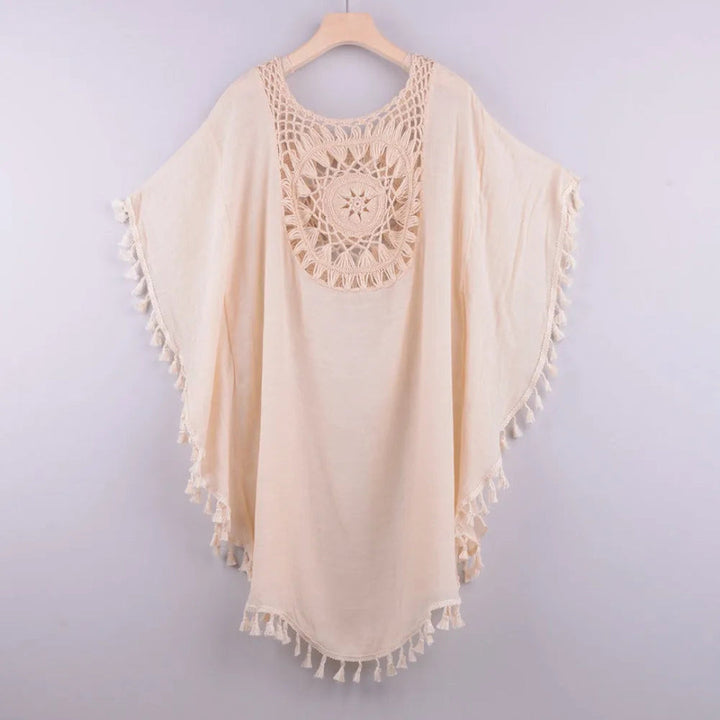 Tassel-Trim Beach Crochet Cover-Up Artisio