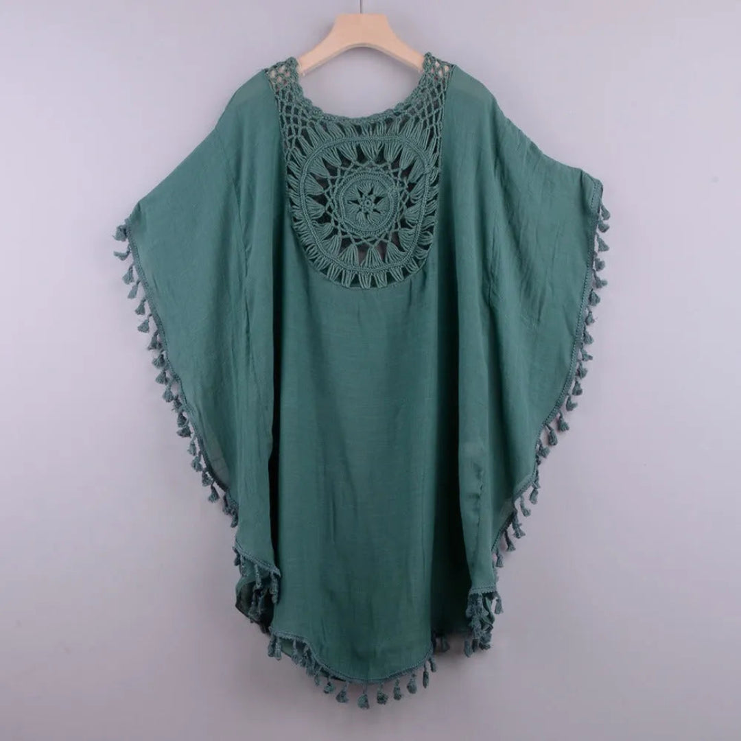 Tassel-Trim Beach Crochet Cover-Up Artisio