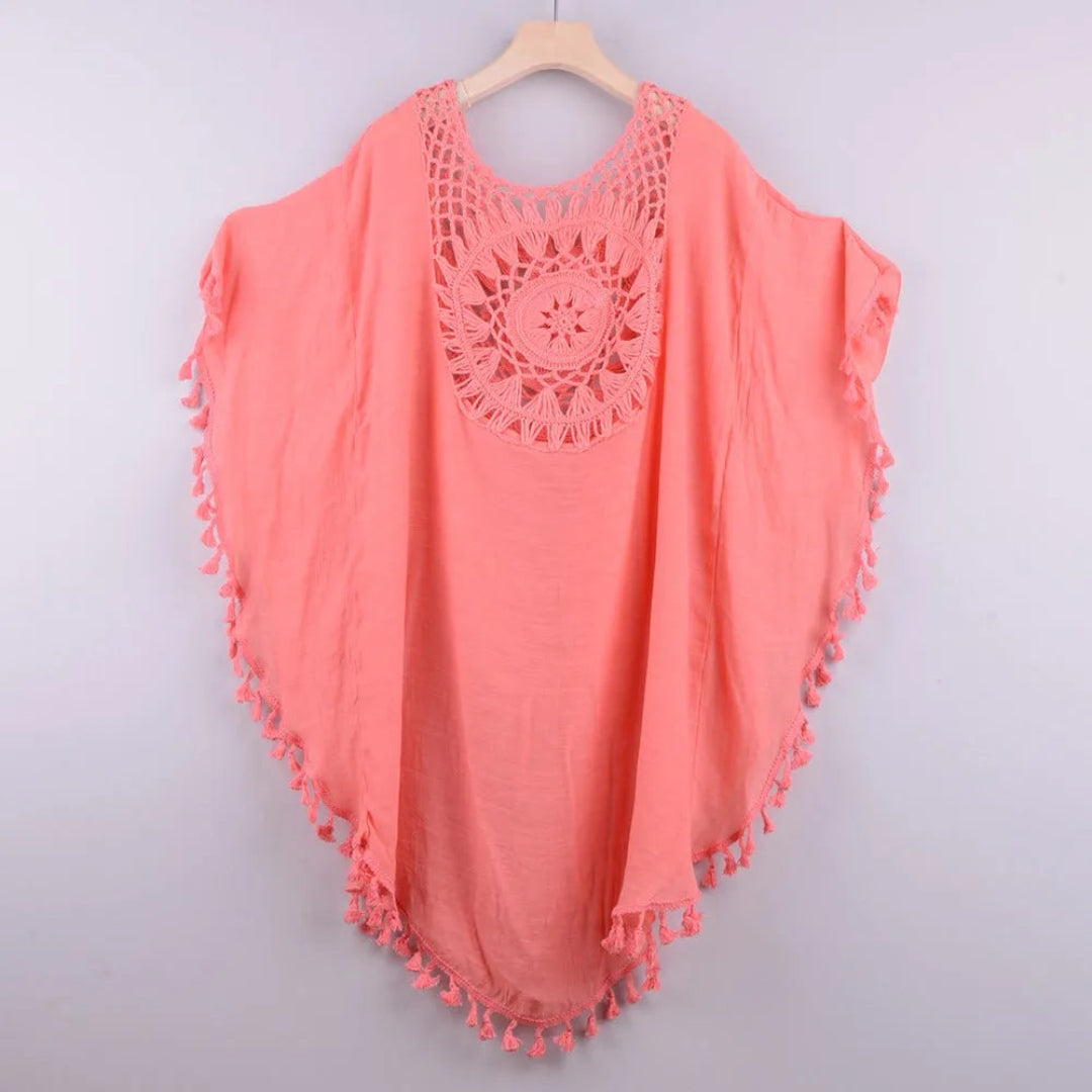 Tassel-Trim Beach Crochet Cover-Up Artisio
