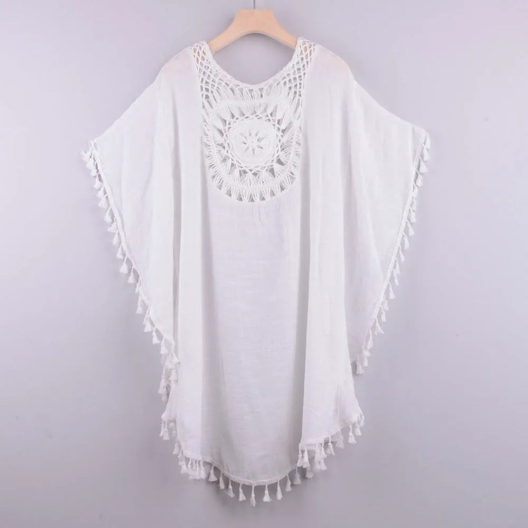 Tassel-Trim Beach Crochet Cover-Up Artisio
