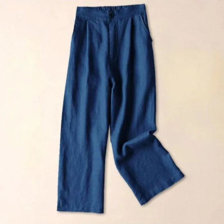 Terry Blend High Waist Wide Leg Linen Trousers Artisio