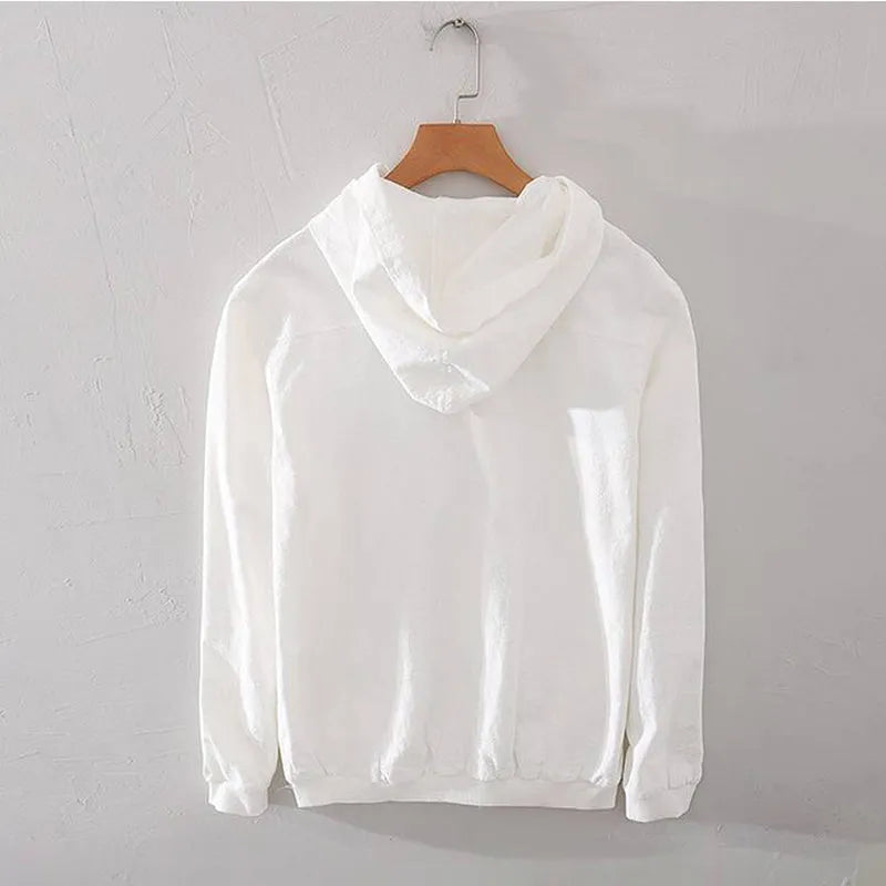 Men’s Lightweight Button-Up Linen Hoodie Artisio