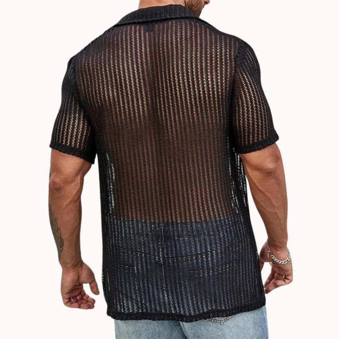 Turin Hollow-Knit Button Down Summer Shirt