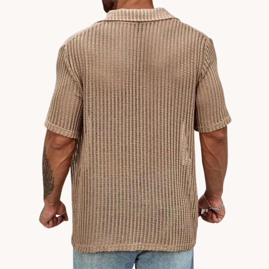 Turin Hollow-Knit Button Down Summer Shirt
