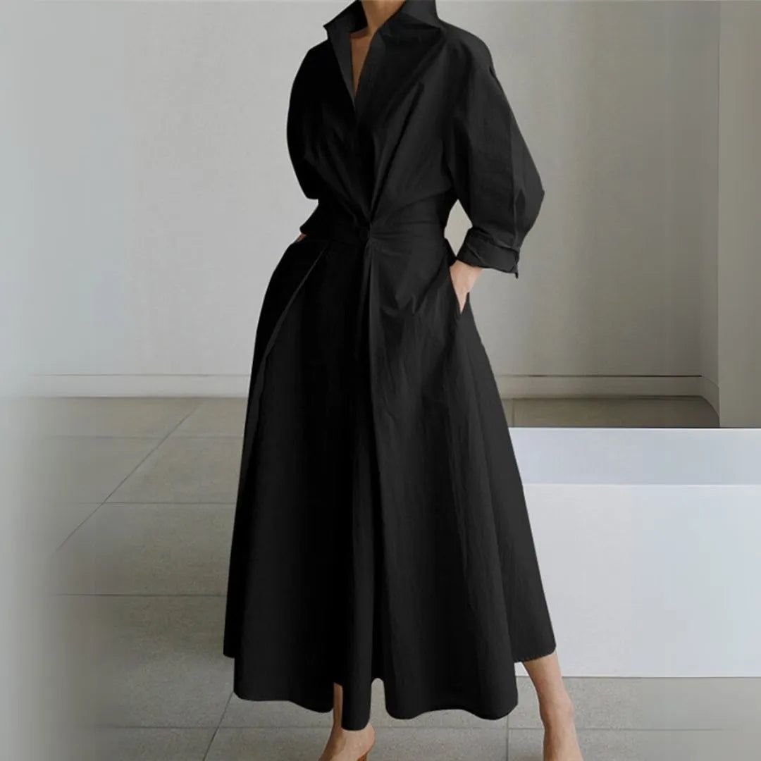 Valencia Long Sleeves Cinched Shirt Dress