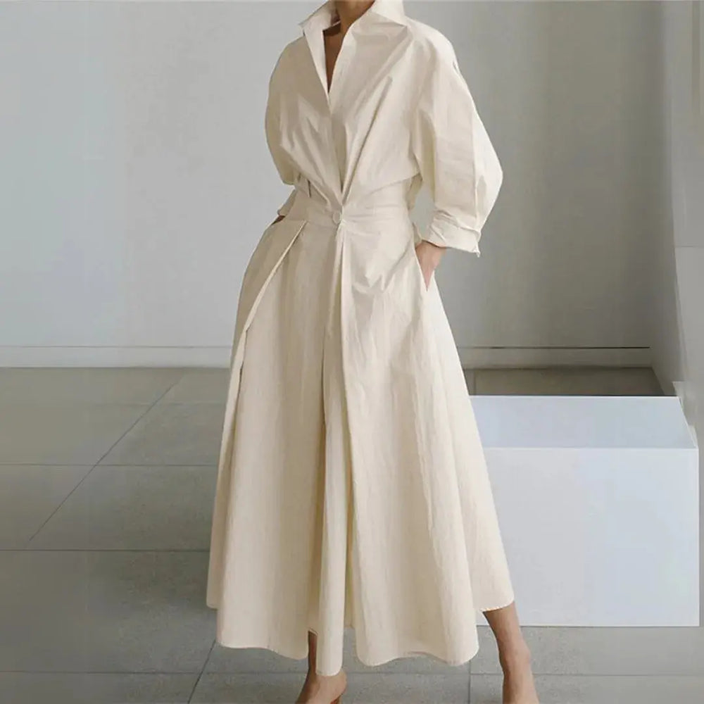 Valencia Long Sleeves Cinched Shirt Dress Artisio