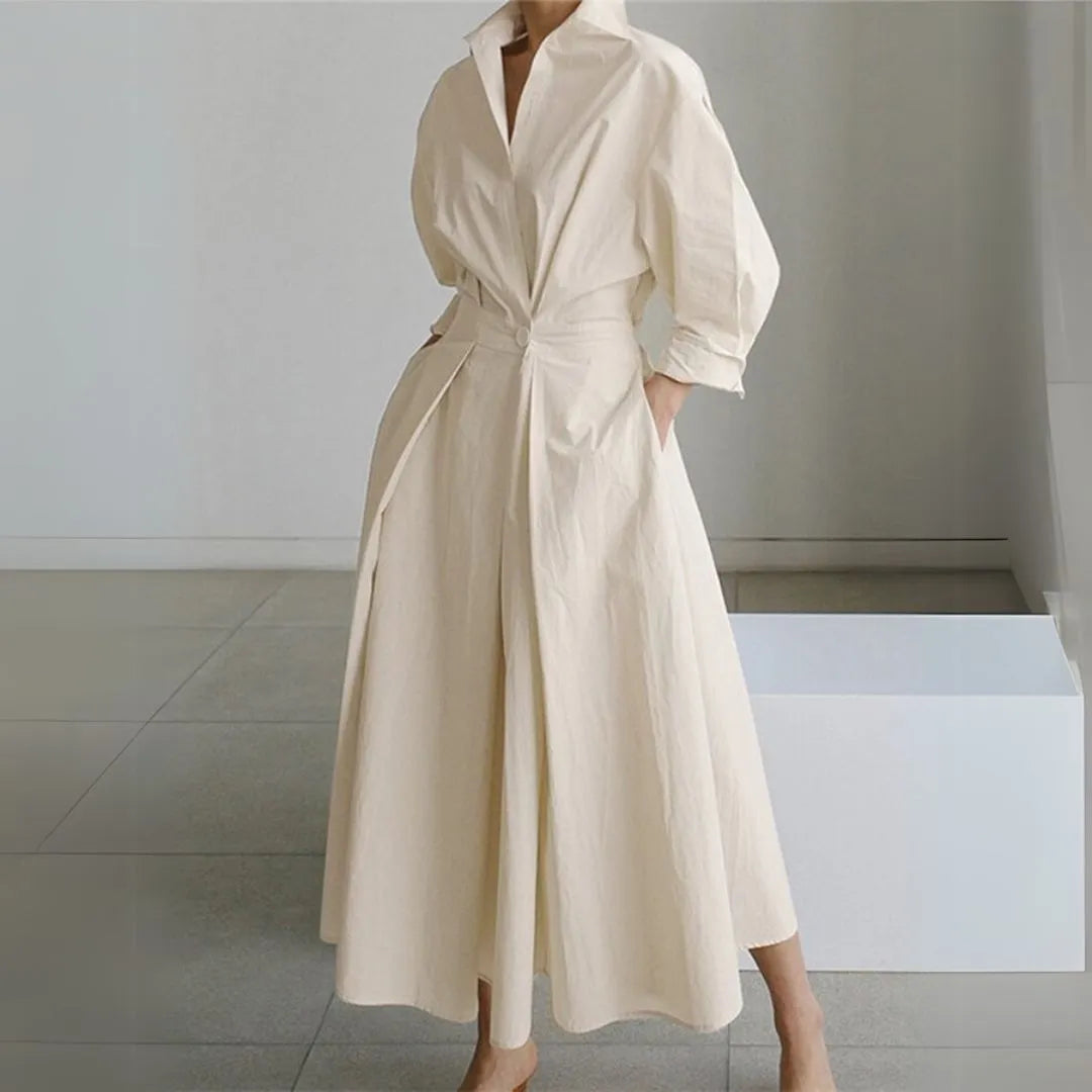 Valencia Long Sleeves Cinched Shirt Dress