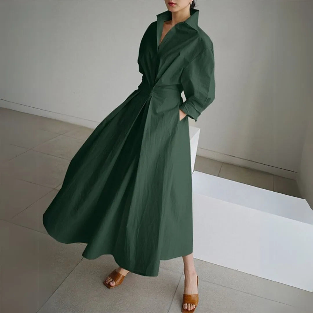 Valencia Long Sleeves Cinched Shirt Dress