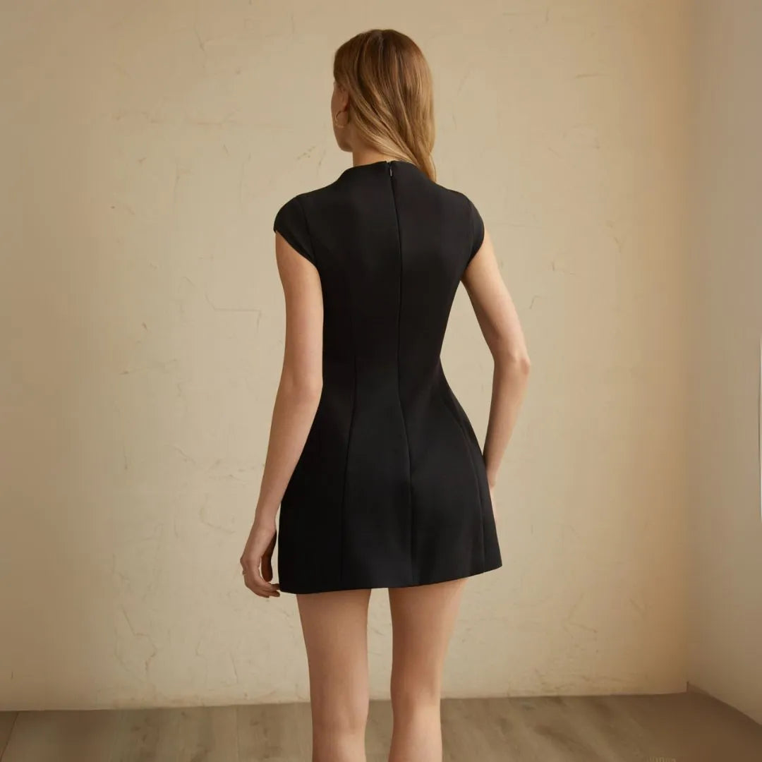 Valencia Mock Neck Tailored Mini Dress