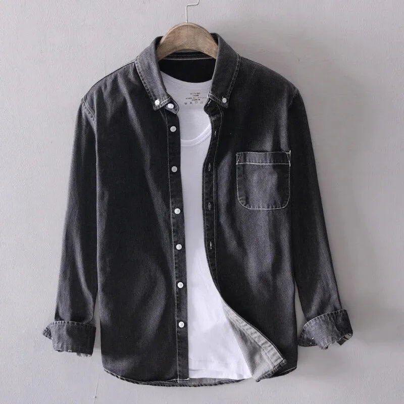 Valiant Pure Cotton Denim Long-Sleeve Shirt