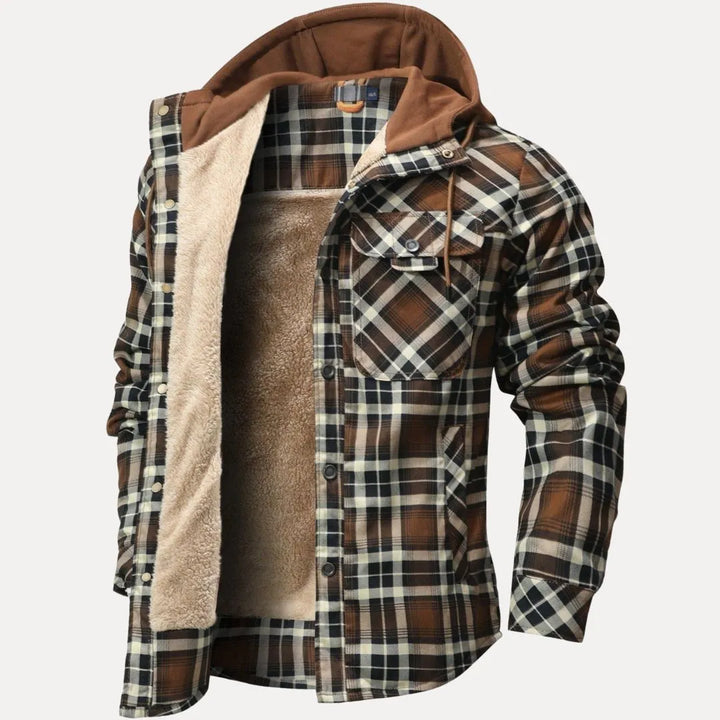 Vincent Sherpa-Lined Plaid Padded Jacket