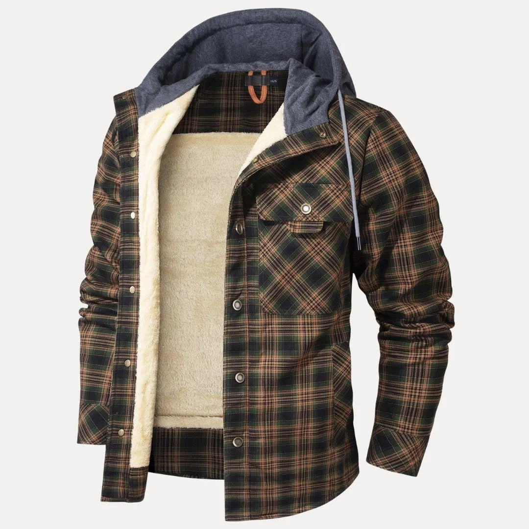 Vincent Sherpa-Lined Plaid Padded Jacket