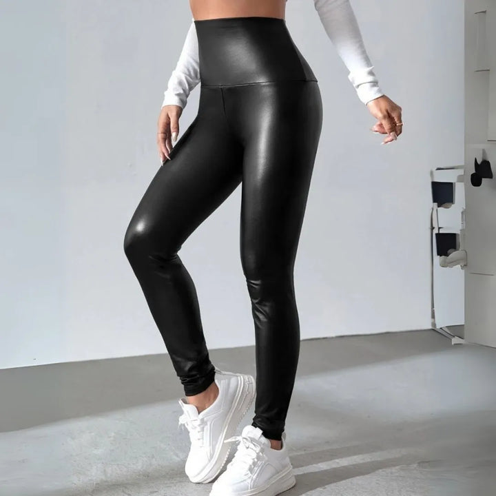 Violet Fleece-Lined Leather Leggings