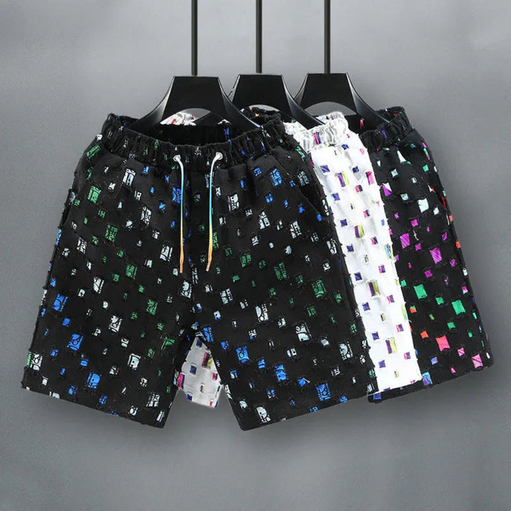Vito Reflective Grid Denim Shorts