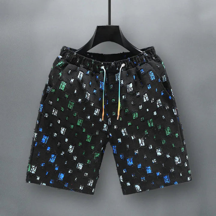 Vito Reflective Grid Denim Shorts