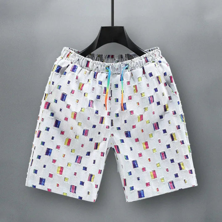 Vito Reflective Grid Denim Shorts