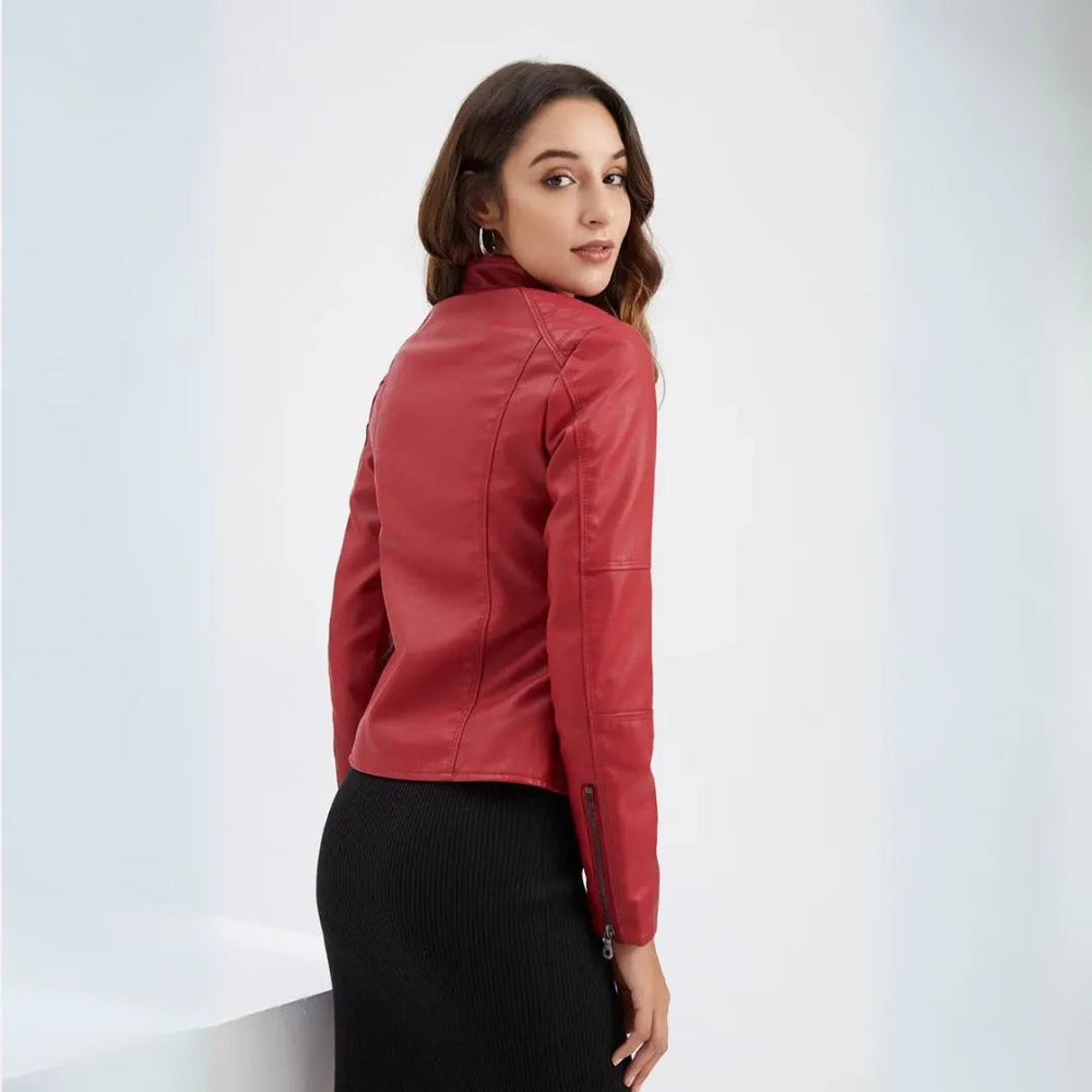 Winona Mandarin Collar Leather Jacket Artisio
