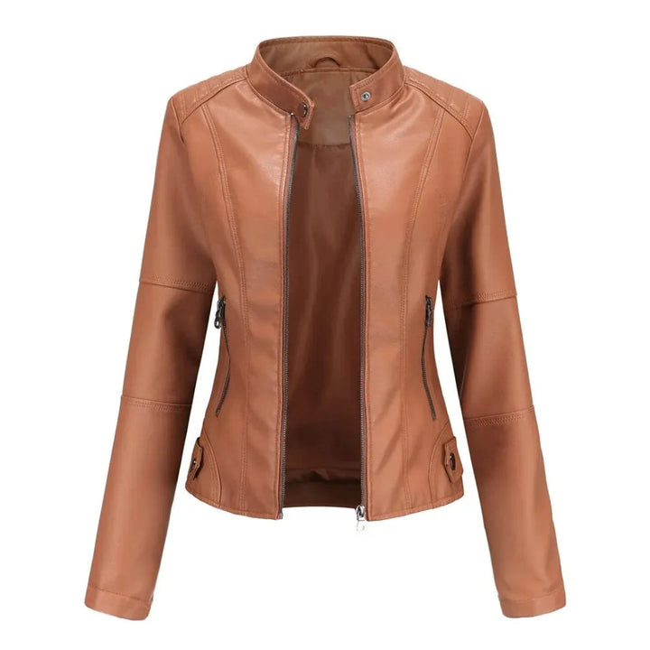 Winona Mandarin Collar Leather Jacket Artisio