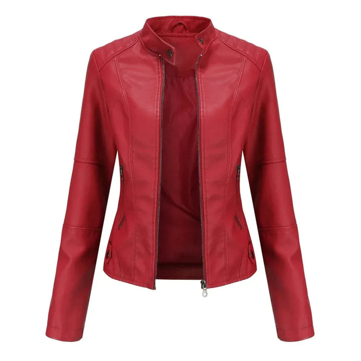 Winona Mandarin Collar Leather Jacket Artisio