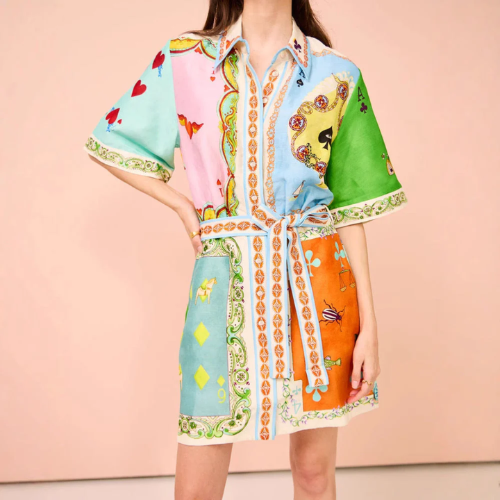 Women Colorblock Shirt Dress Artisio