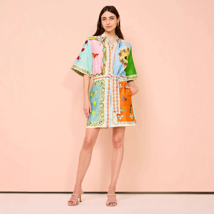 Women Colorblock Shirt Dress Artisio