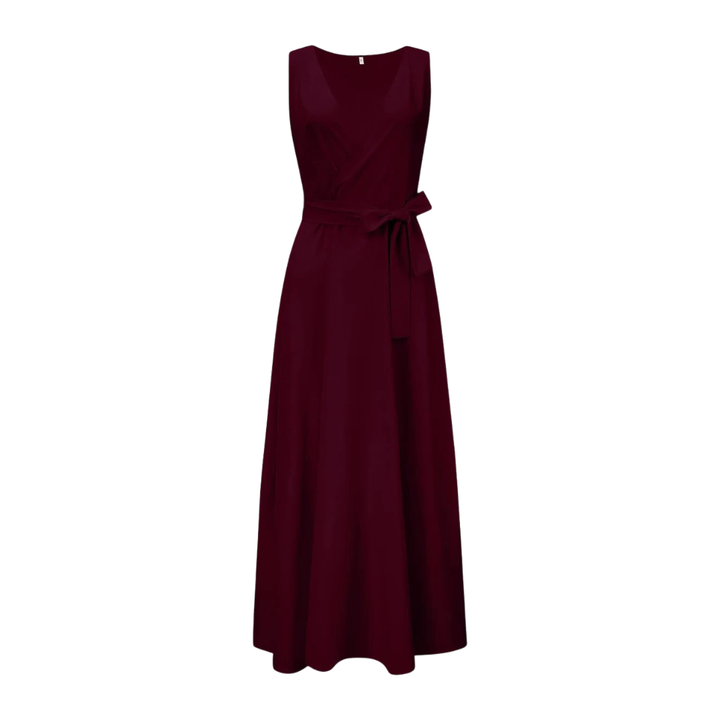 Women Feminine Tie Waist Maxi Dress Artisio