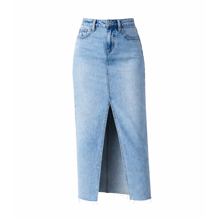Women Front Slit Denim Midi Skirt Artisio