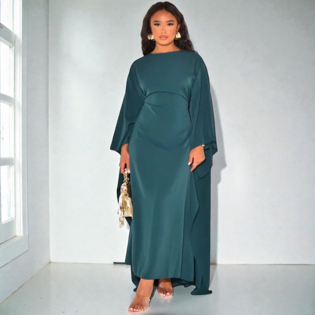 Women Modest Cape Maxi Dress Artisio