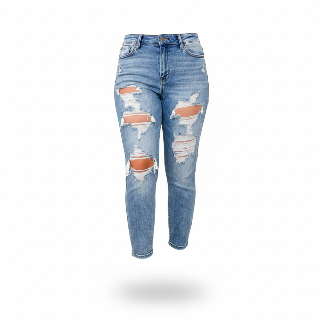 Women Ripped Denim Jeans Artisio