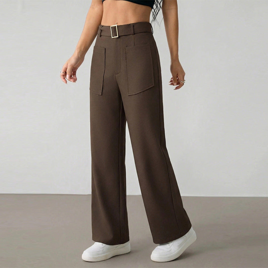 Women Belted Wide Leg Pants Artisio