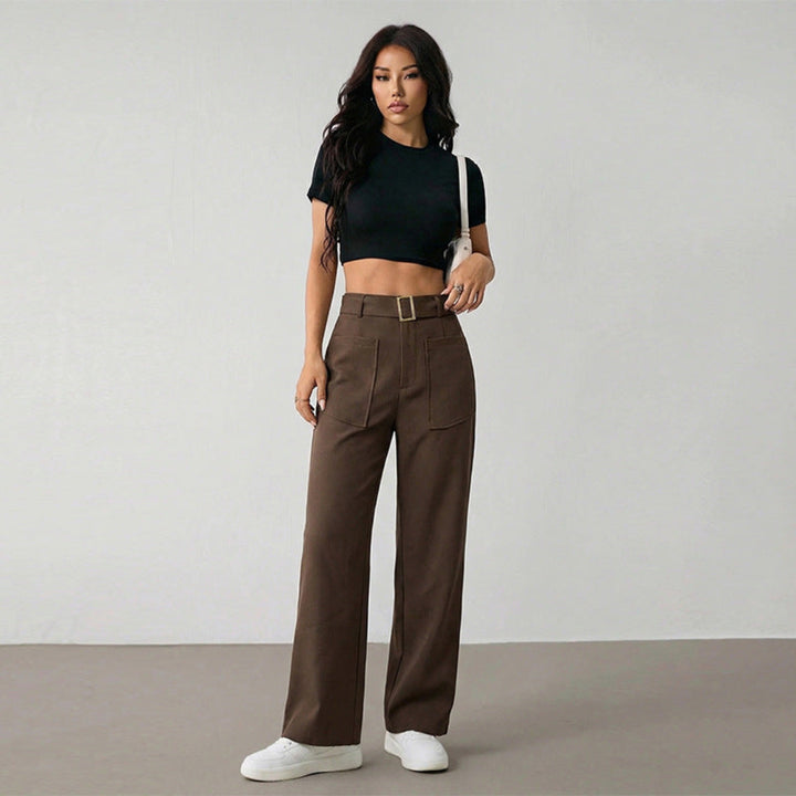 Women Belted Wide Leg Pants Artisio