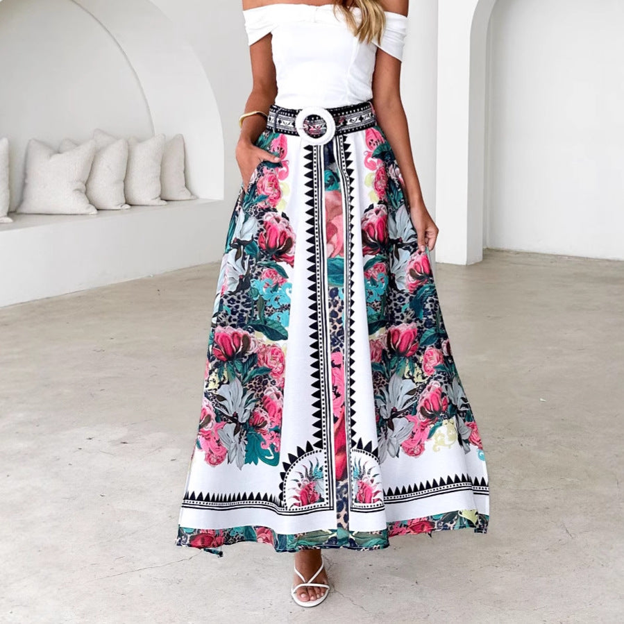 Women Boho Floral Maxi Skirt Artisio