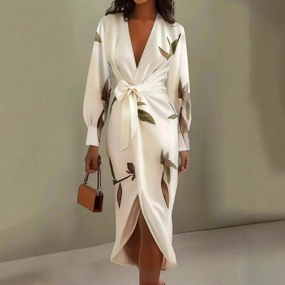 Women Botanical Wrap Dress Artisio