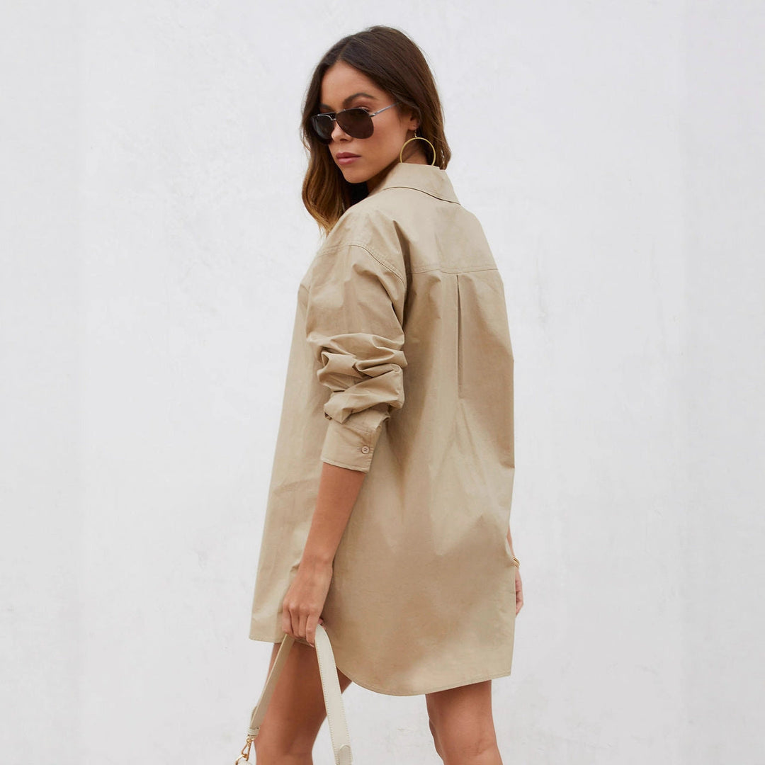 Women Casual Loose Fit Shirt Dress Artisio