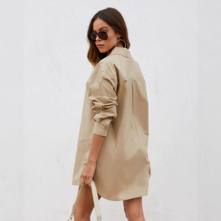 Women Casual Loose Fit Shirt Dress Artisio