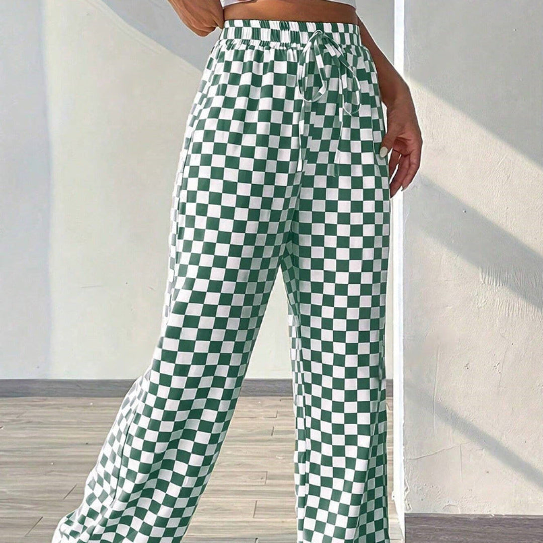 Women Checkered Wide Pants Artisio