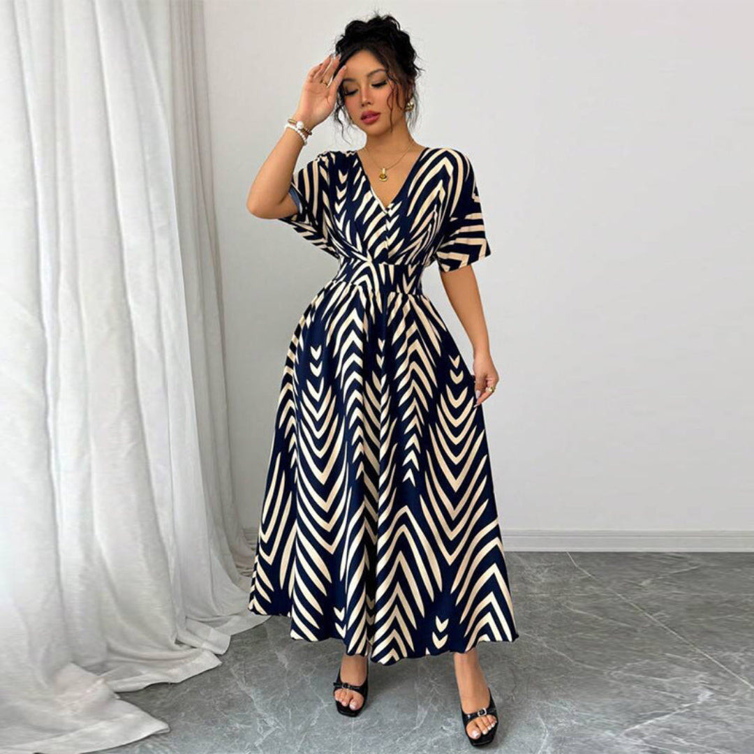 Women Chevron Print Maxi Dress Artisio