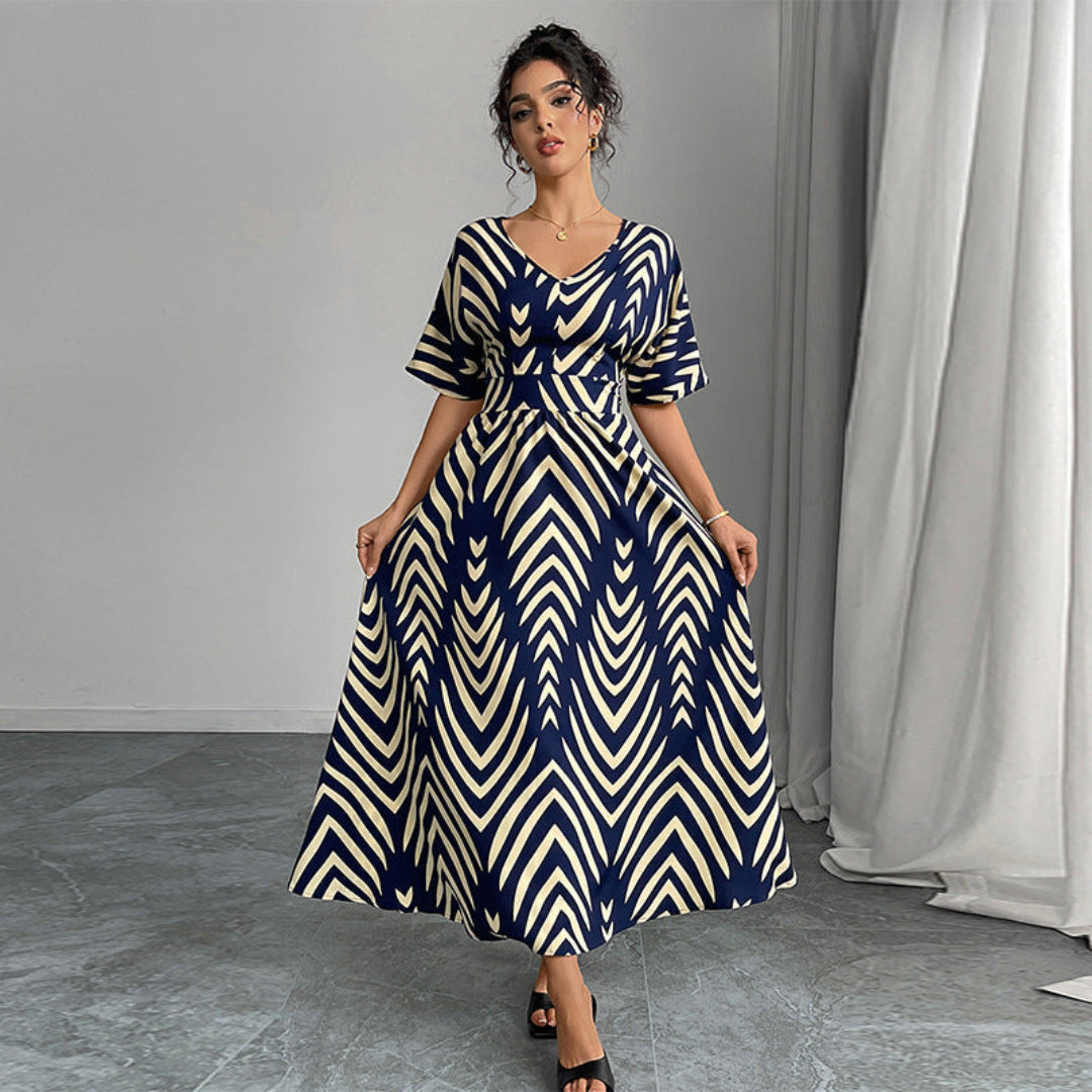 Women Chevron Print Maxi Dress Artisio