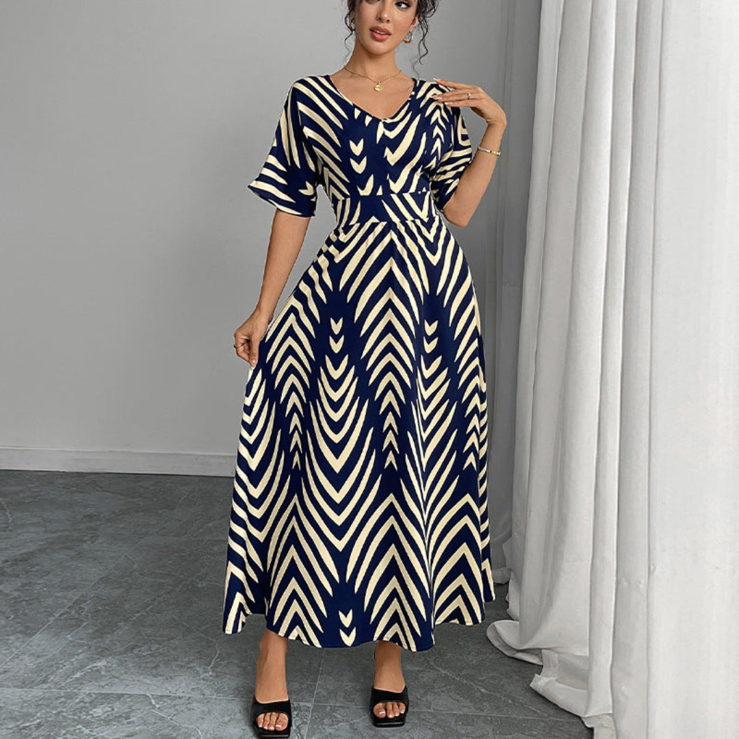 Women Chevron Print Maxi Dress Artisio