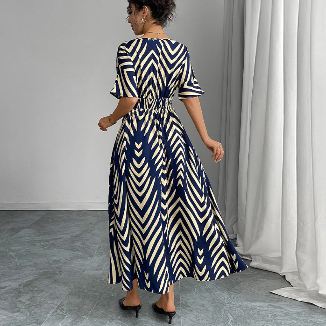 Women Chevron Print Maxi Dress Artisio