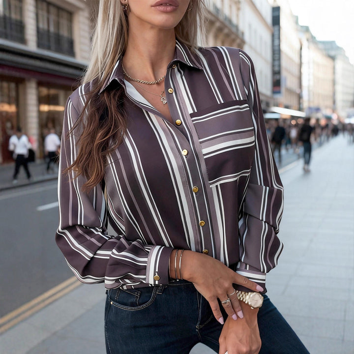 Women Classic Stripe Blouse Artisio