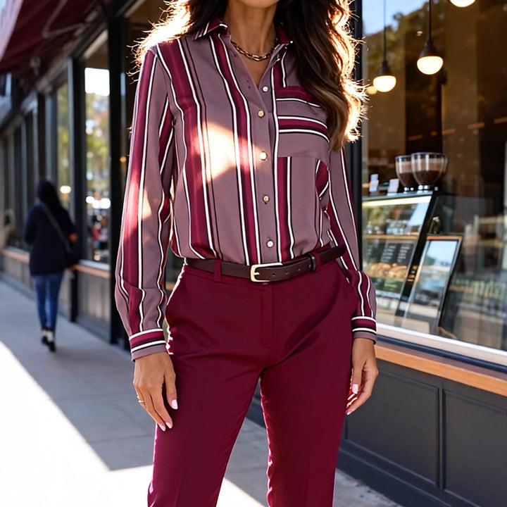 Women Classic Stripe Blouse Artisio