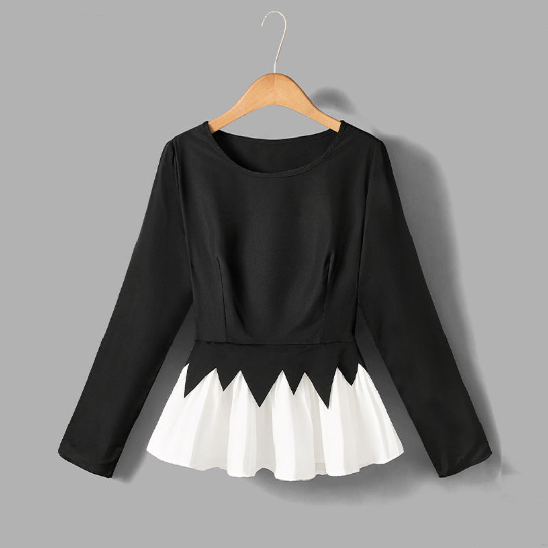 Women Contrast Peplum Top Artisio