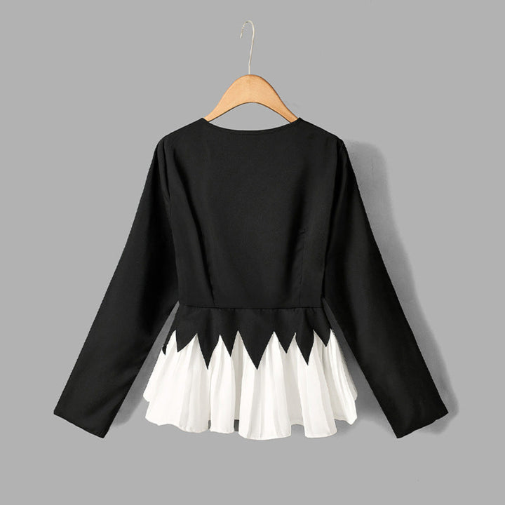 Women Contrast Peplum Top Artisio