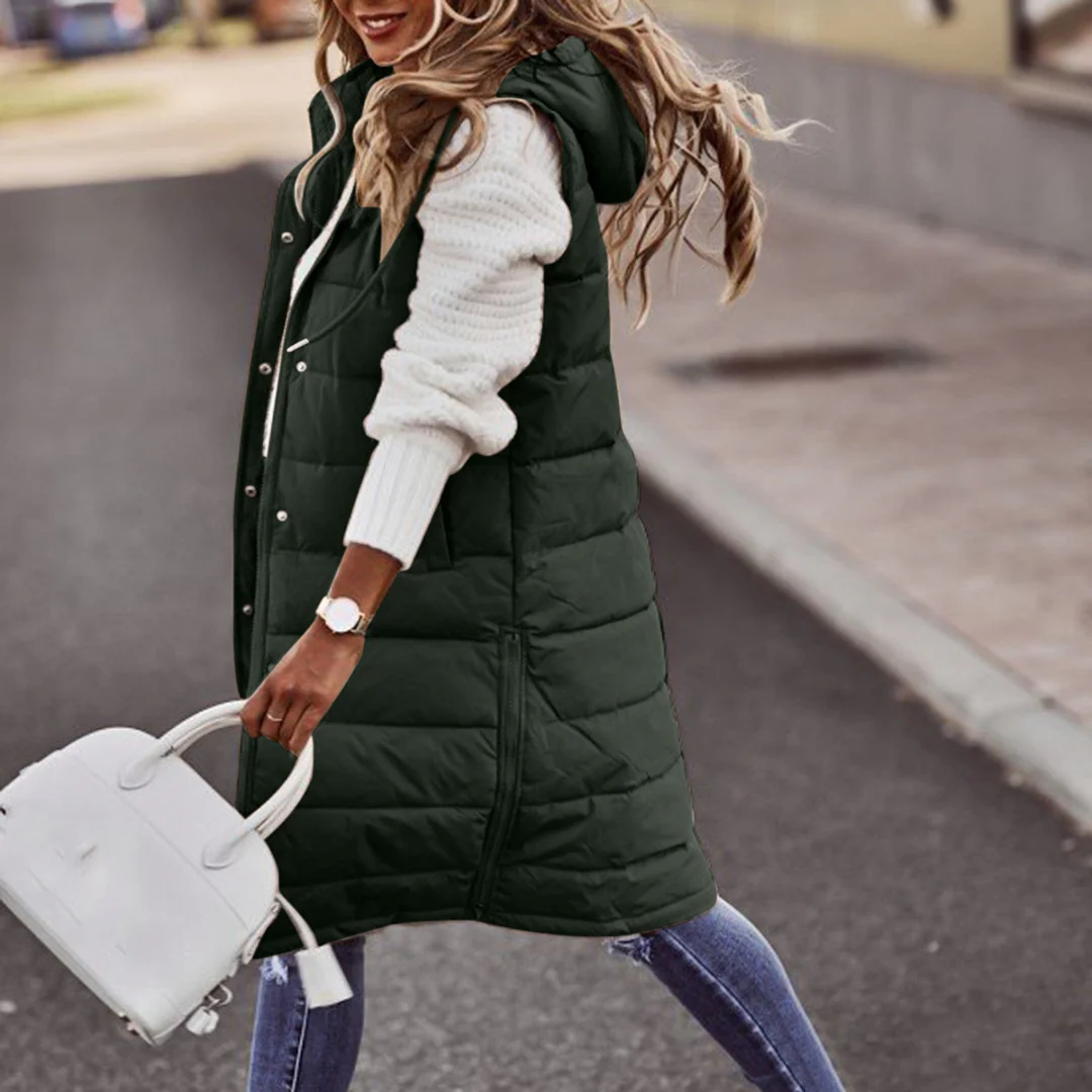 Women Cozy Quilted Hooded Vest Artisio