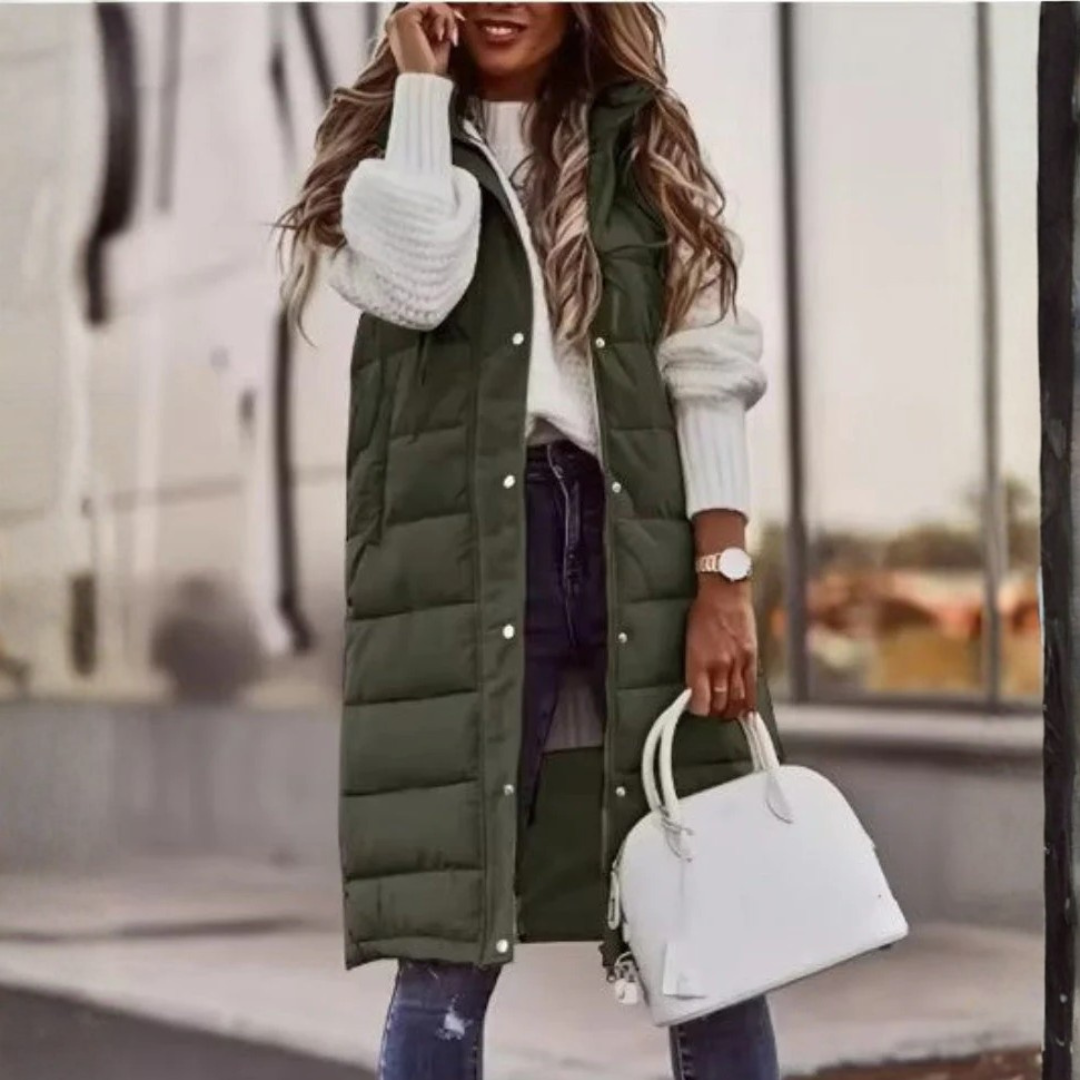 Women Cozy Quilted Hooded Vest Artisio