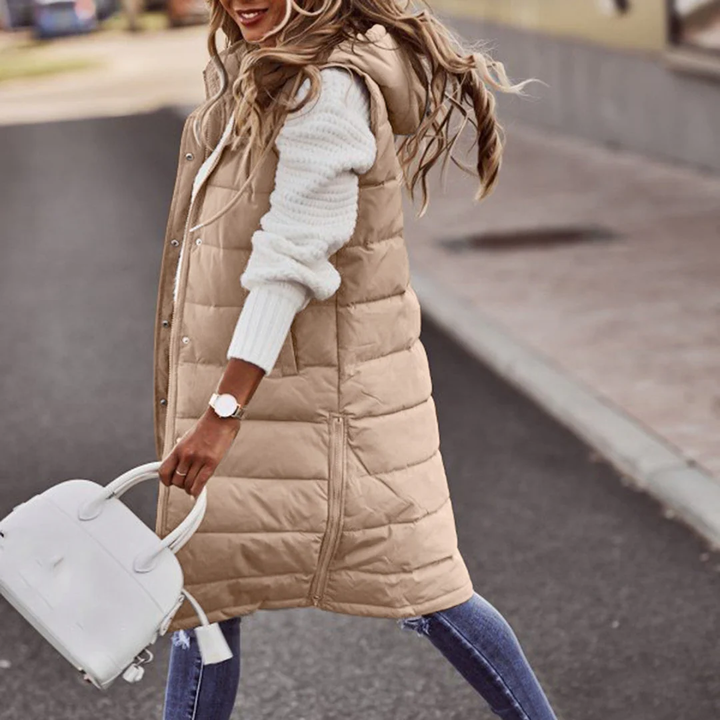 Women Cozy Quilted Hooded Vest Artisio