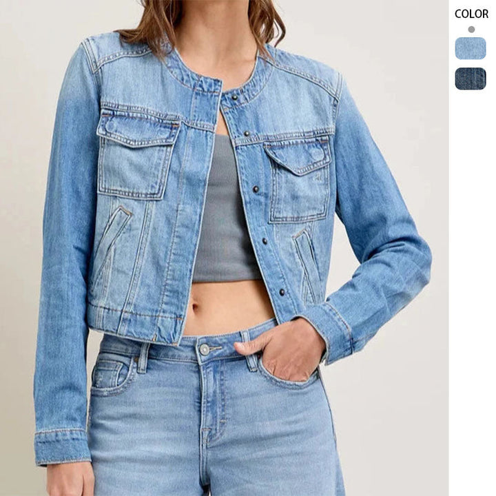 Women Cropped Denim Jacket Artisio