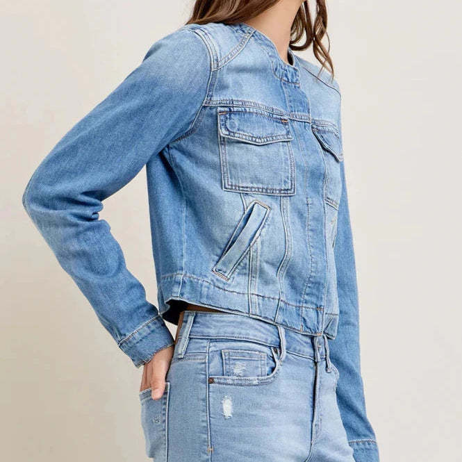 Women Cropped Denim Jacket Artisio