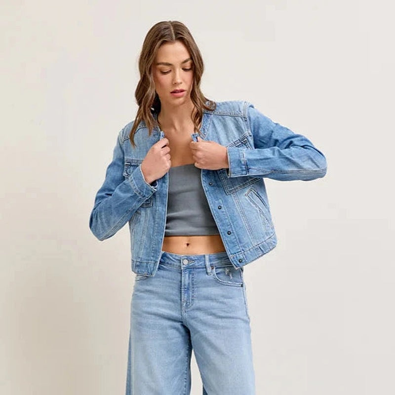 Women Cropped Denim Jacket Artisio